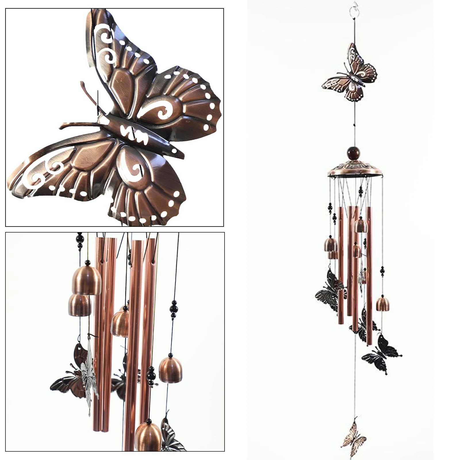 

Butterfly Wind Chimes 4 Tube Alloy Wind Bells Chime for Indoor and Outdoor