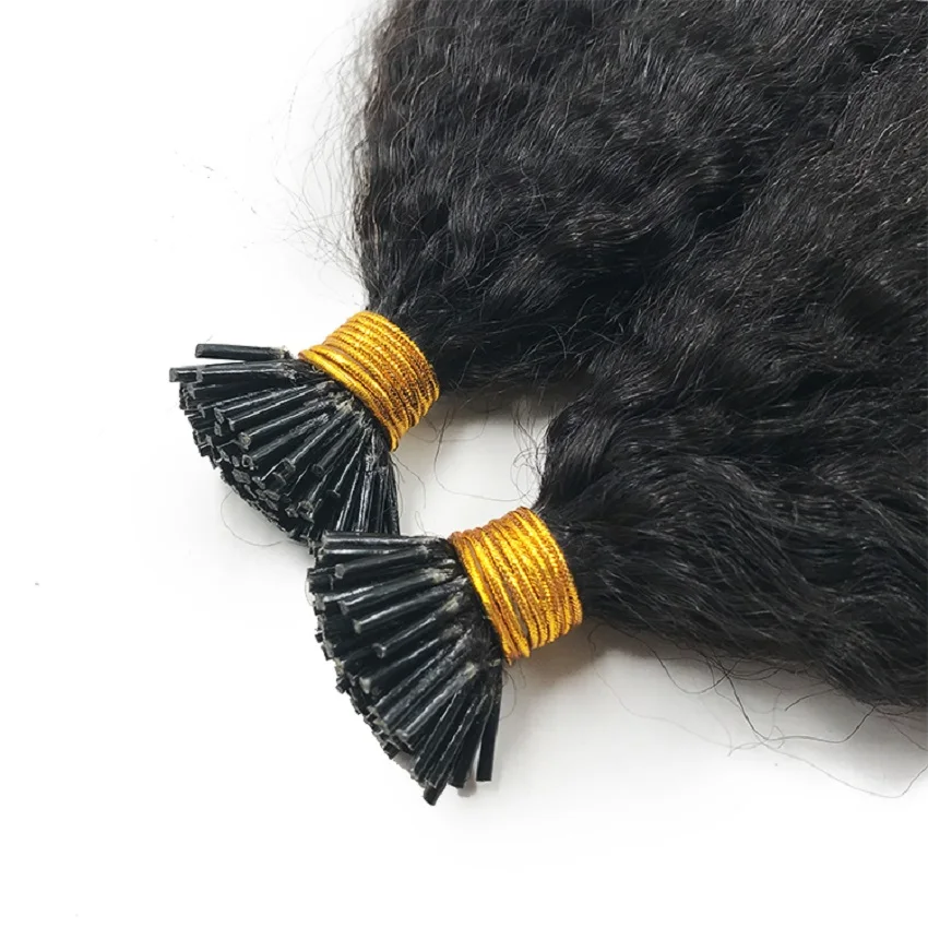 Бразильские человеческие волосы I Tip для наращивания курчавые прямые