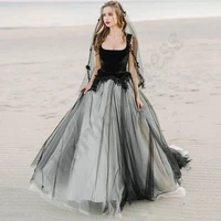 elegant black aline wedding dresses appliques strap lacing up back sposa vestidos bridal party gowns robe de mari%c3%a9e