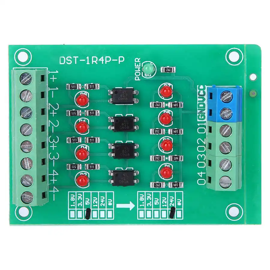 Изоляционный модуль оптрона 4 канальная плата преобразования напряжения сигнала