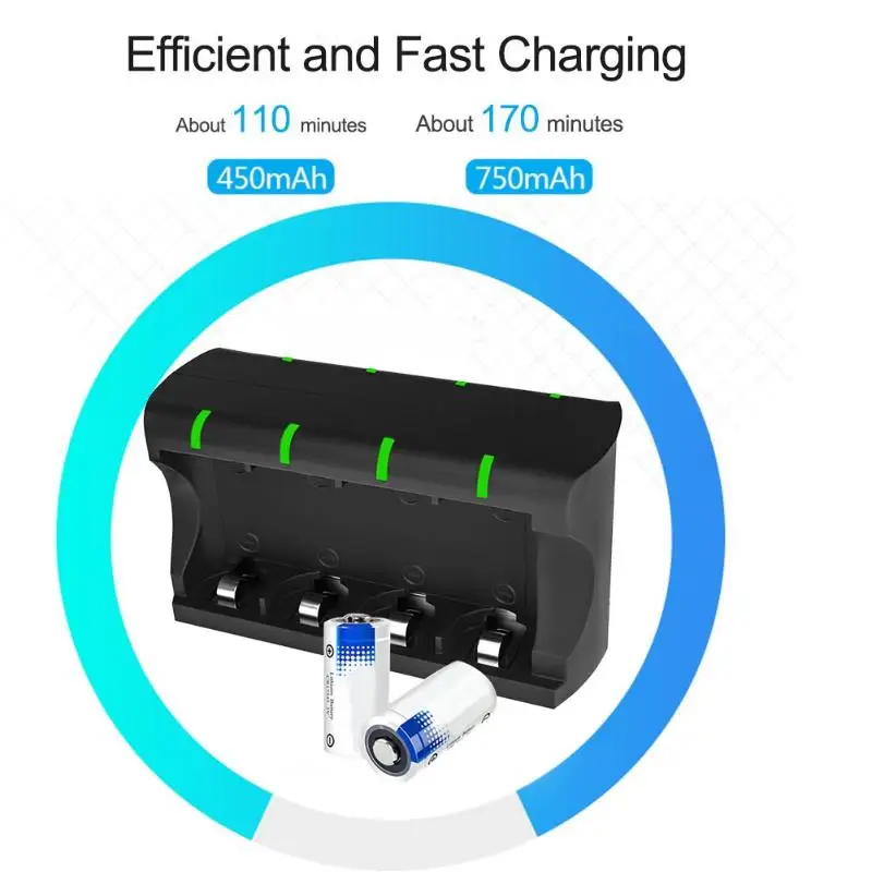 Умное интеллектуальное зарядное устройство с 8 слотами для аккумуляторов CR123A