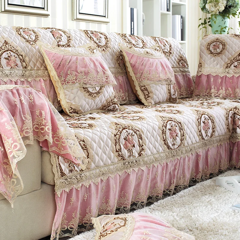 Высококачественный Европейский льняной чехол для дивана красные розовые синие