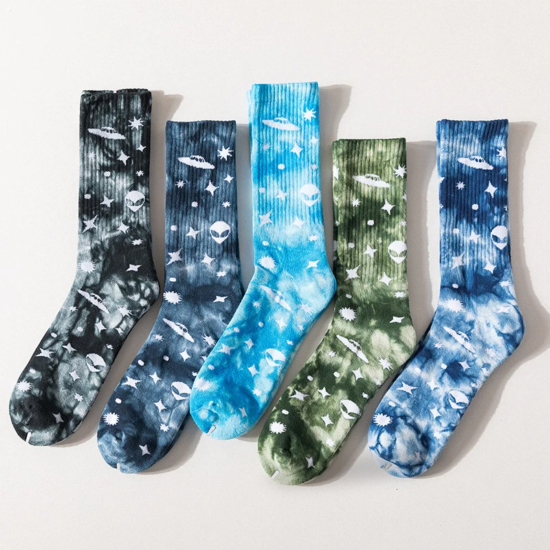 

Colorful Tie-Dye Women Socks Popular Cotton Funny Happy Fashion Skateboard Hip Hop Crew Socks Men