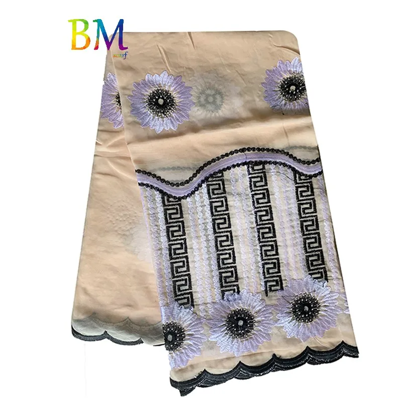 Новинка 100% шифоновый шарф с вышивкой мусульманский хиджаб для мусульманских