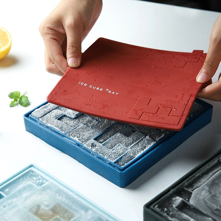 Силиконовый поднос для кубиков льда Тетрис быстрая заморозка еды с крышкой форма
