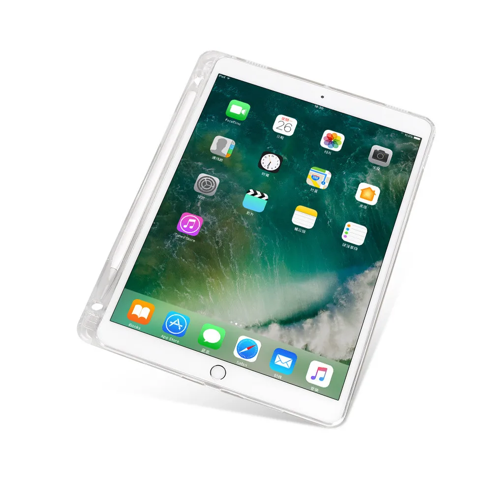 Для iPad 7th Gen Прозрачный чехол с карандашом, ТПУ защитный чехол, противоударный чехол для планшета, чехол для планшета, подставка для планшета