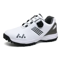 hot sale men professional golf shoes waterproof spikes golf sneakers black white golf trainers big size golf quick lacing shoes