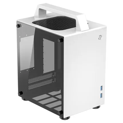Белый Продукт Jonsbo T8 ITX портативный мини алюминиевый корпус боковой прозрачный маленький чехол для компьютера серебристый - Цвет: Белый