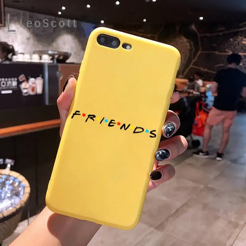 

friends TV Phone Case Yellow Candy Color for iPhone 6 7 8 11 12 s mini pro X XS XR MAX Plus