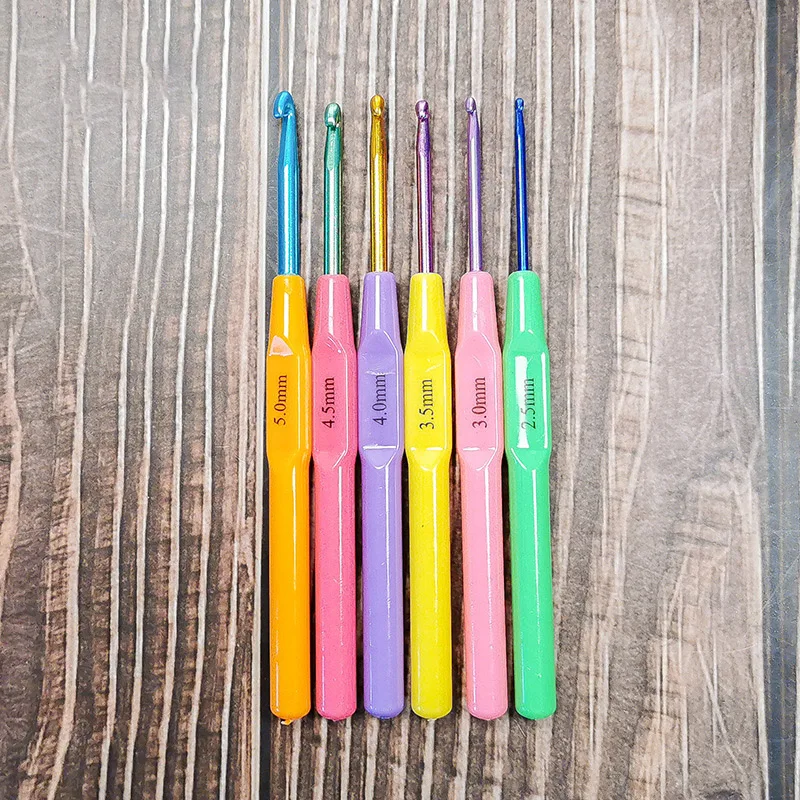 

6Pcs/Set Colorful Hook Crochet Template Kit TPR Aluminum Knitting Needles For Loom Tool Band DIY Crafts