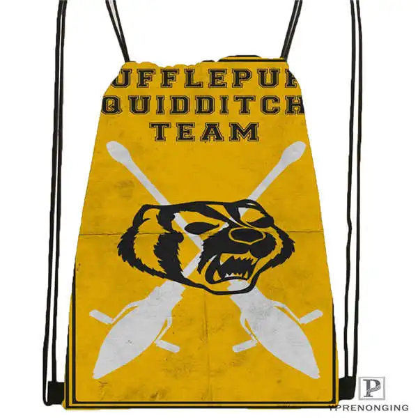 Drawstring Backpack Custom Hufflepuff-Гарри-Поттер-походная сумка на шнурке милый рюкзак для детей(черная спинка) 31x40 см#2018612-01-(12 - Цвет: Drawstring Backpack