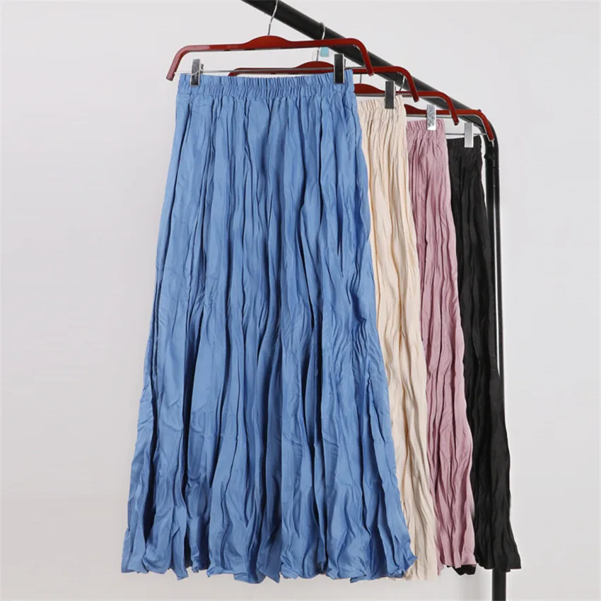 2019 весенне-осенняя винтажная Женская плиссированная юбка леди с высокой талией