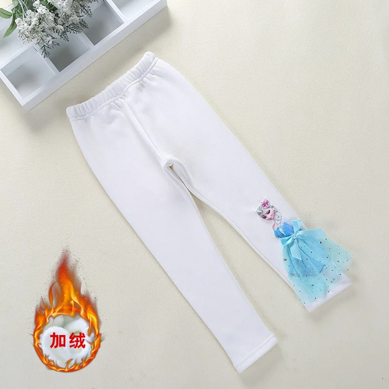 K30042-10 Jargazol/флисовые зимние ледяные гетры для девочек, кружевные, с аппликацией Эльзы, с вышивкой, Осенние милые плотные штаны для подростков детские брюки - Цвет: K30042-10