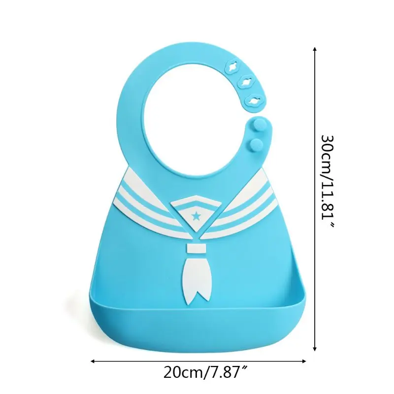 

Waterproof Baby Silicone Bibs Navy Collar / Doll Collar / Tie Infant Feeding Food Catcher Pocket Saliva Towel