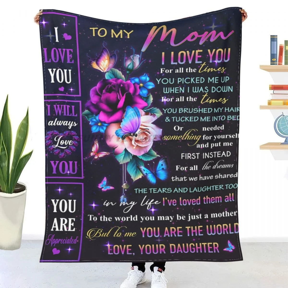 

I WILL ALWAYS LOVE YOU ; BEST GIFT FOR MOM Sherpa Blankets Ultra Soft Flannel Fleece Throw Blankets for Couch Sofa Bed