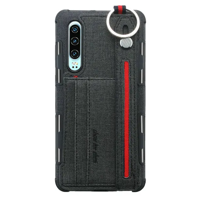Черный Металлическое кольцо держатель для huawei P30 Lite чехол Funda huawei P30 Pro Чехол карточка из ткани слот задняя крышка huawei P20 Lite чехол 20 P 30 Pro - Цвет: Черный