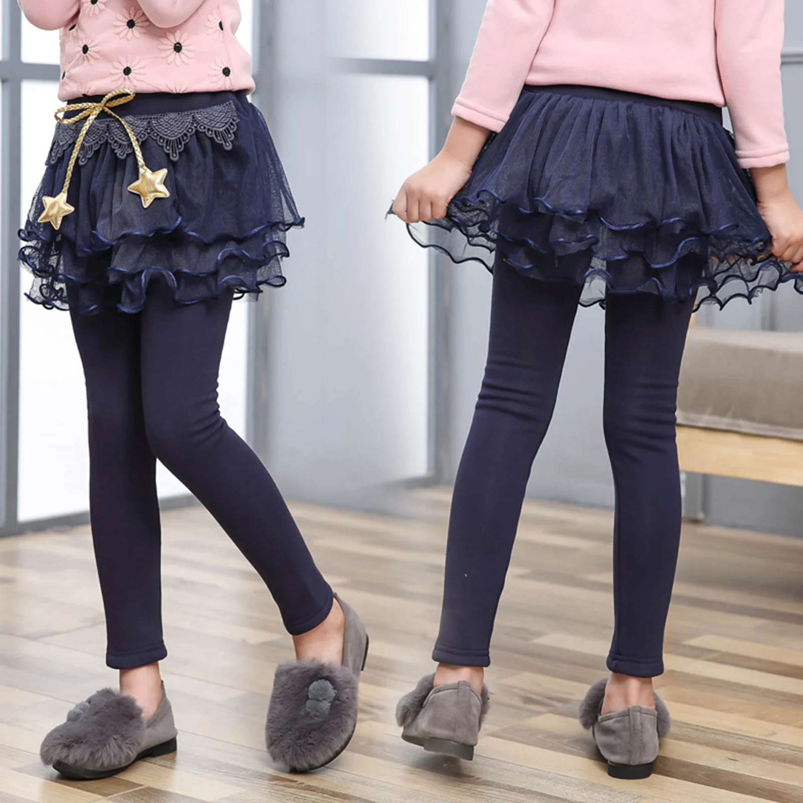 

Skirt Leggings Kids Baby Girls Leggings Lace Mesh Princess Skirt-Pants Cotton Spring Autumn Children Slim Pant Trousers 4-12 Yrs