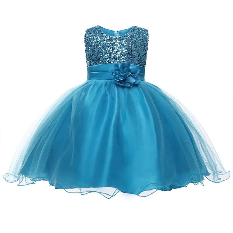 Небесно-голубой Children Halloween Girl Costume Princess Dress Toddler 7 Colors Candy Wedding Dresses for Girls Flowers Kids Holiday Gift - Цвет: Небесно-голубой