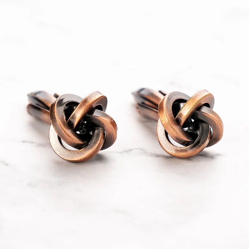 Модные плоские запонки во французском стиле с узлом золотые медные для костюма