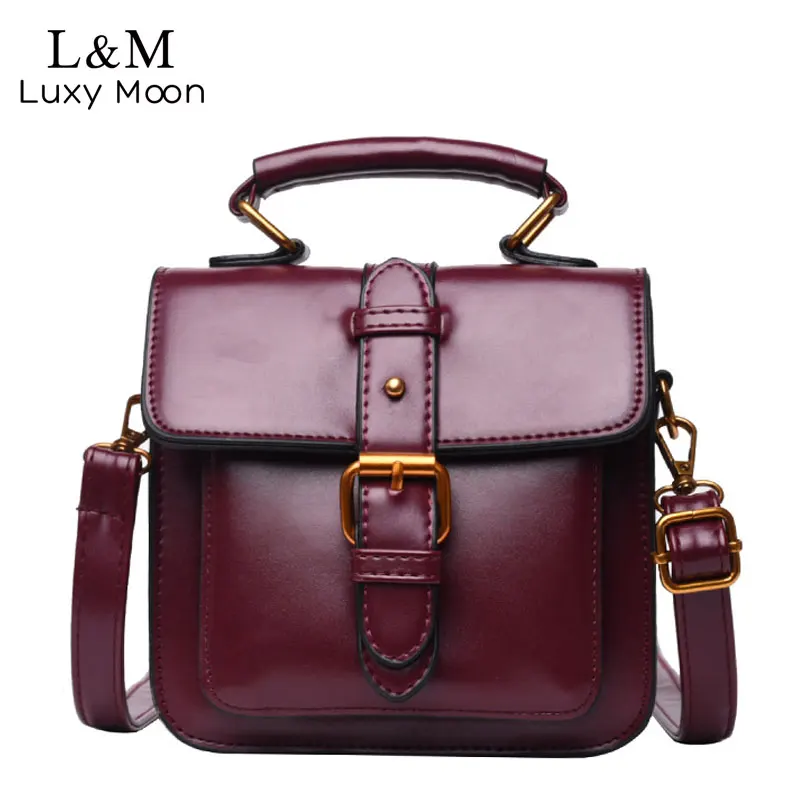 Винтажная квадратная сумка через плечо Сумка с гладкой поверхностью маленькие