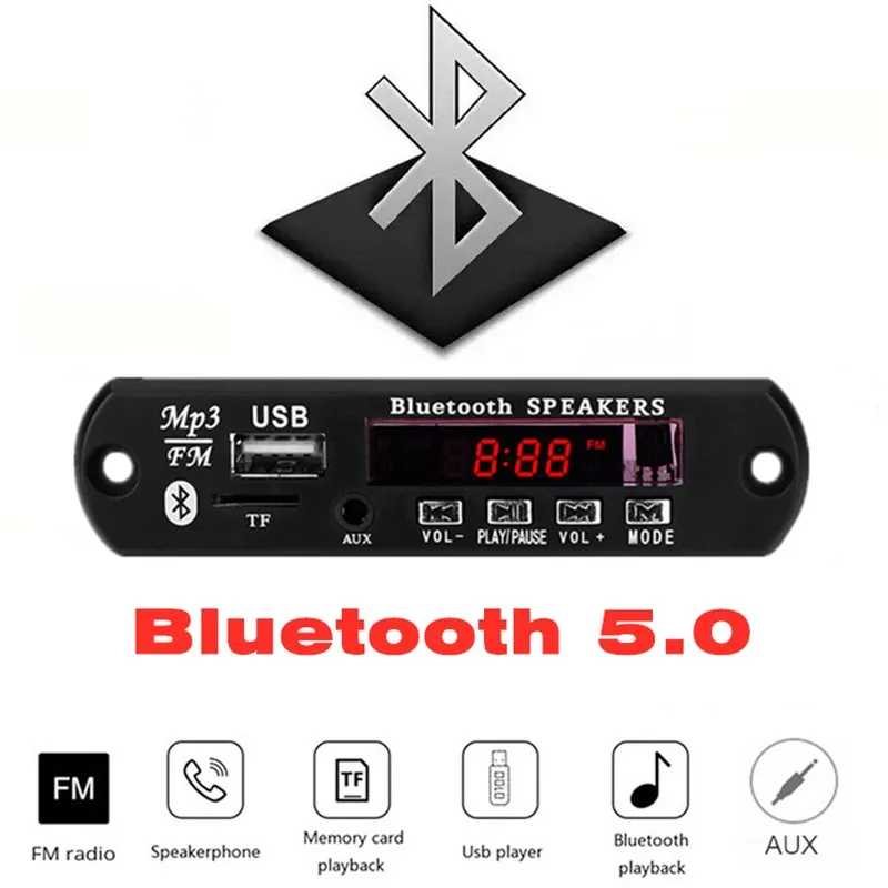 5 V-12 V цвет BT TF USB FM Aux радио MP3 плеер интегрированы в машину с USB, туманный распылитель, Набор беспроводной связи по стандарту Bluetooth MP3 декодер доска модуль аудио-усилитель