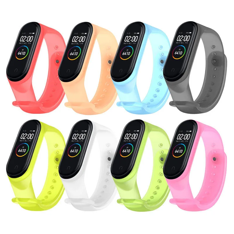 Transparent Silicone Strap for Xiaomi Mi Band 6 5 3 4 Smartwatch Wrist Belt For Xiaomi Mi Band5 6 Replacement Bracelet Watchband