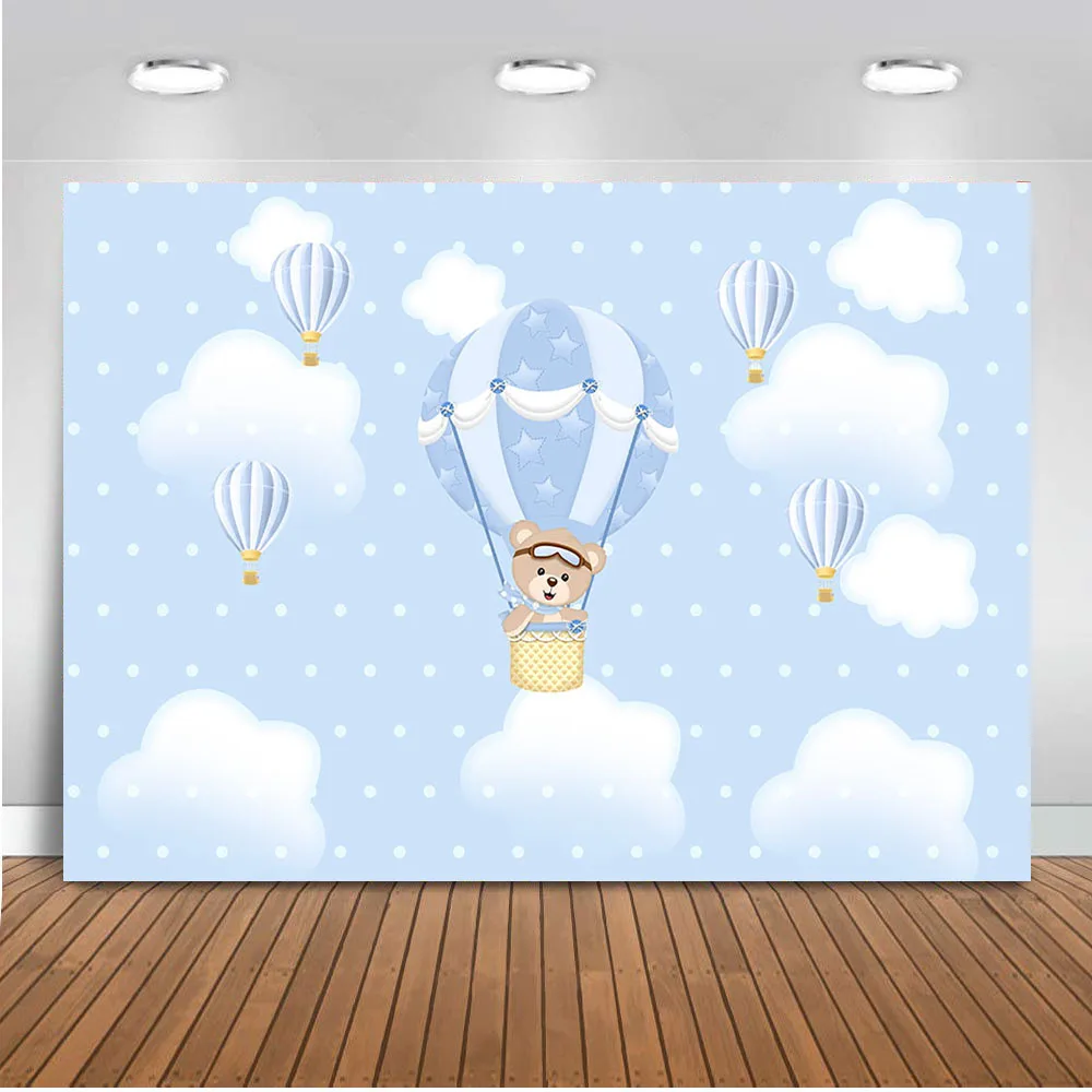 Фон с медведем для фотографий мультяшный фон белыми облаками и голубым небом