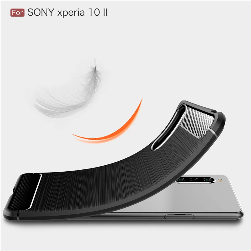 Силиконовый чехол из углеродного волокна для Sony Xperia 10 II защитный II|Бамперы| |