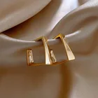 Прямоугольные геометрические серьги золотого цвета для женщин, металлические круглые серьги, 2021 новые модные праздничные ювелирные изделия