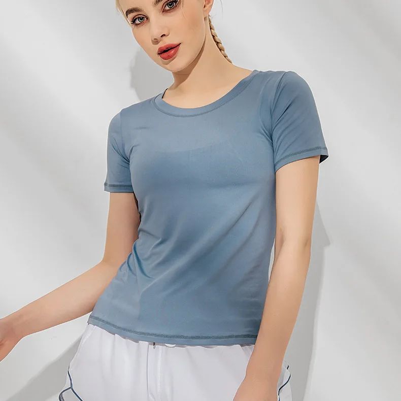 Женские летние футболки Slim Fit для Спорт Фитнес Йога короткий рукав Топ сетка