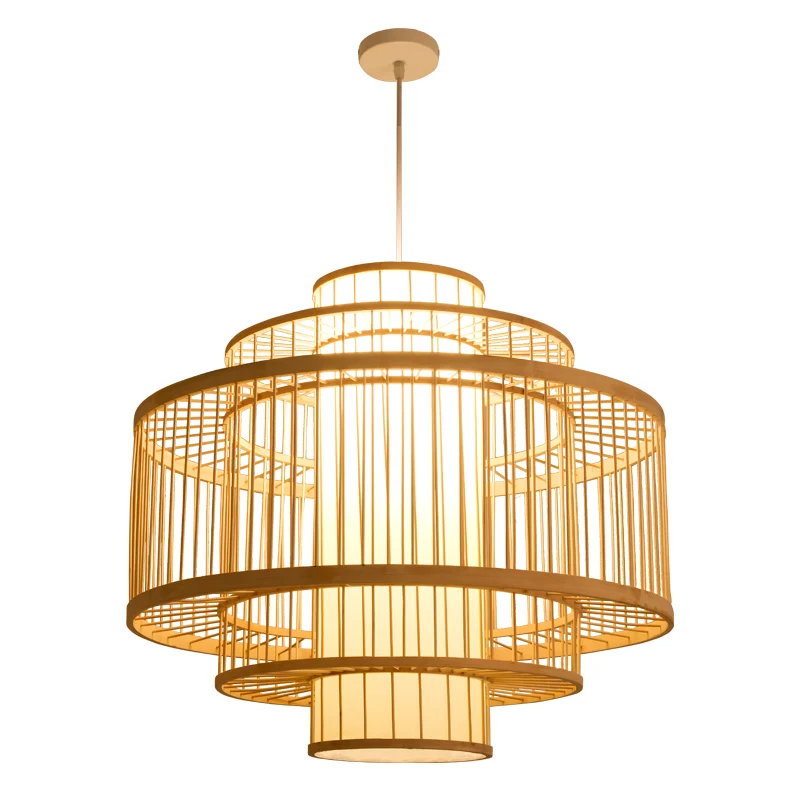 Country Style Bamboo Pendent Lights Modern Hanging Lamp Minimalism -style Restaurant Living Room Hotel Lighting