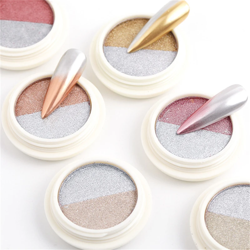 

MiFanXi 2 In 1 Holo Nail Solid Magical Powder Metallic Chrome Holografic Dust Glitter Pigment DIY Nails Art Decoration