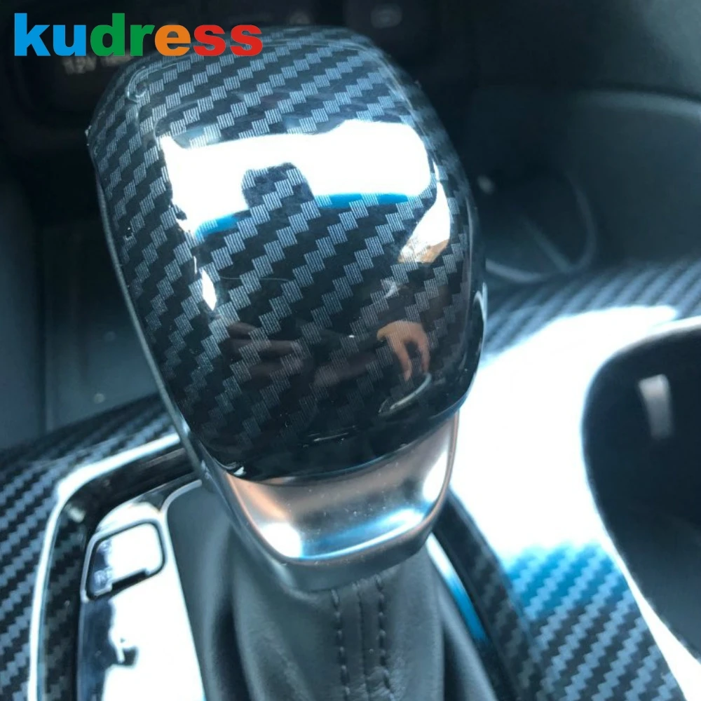 Для Hyundai Santa Fe 2019 2020 2021 углеродное волокно на головке переключения передач Konb