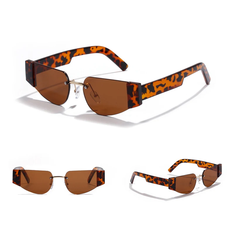 

Elbru Personalized Frameless Sunglasses Hot Style Cat Eye Coloful Lens Sungshades Vinyage Ultraviolet-proof Spectacles Unisex