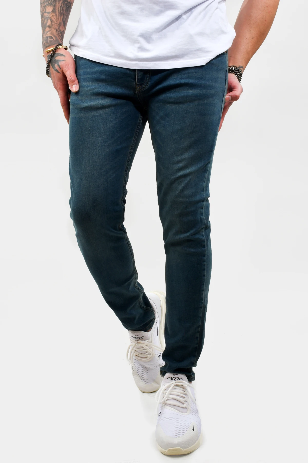 DeepSEA Male Yıpratmalı Jeans Pants Slim Fit Cotton Denim Lycra High Quality Mid Waist Tight Bell-Bottomed Casual Four Seasons 2012023