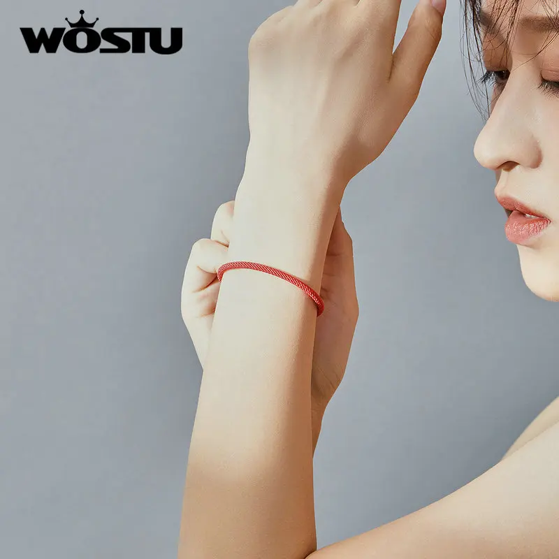 Женский браслет из серебра 100% пробы с Красной веревкой и звездами | Украшения