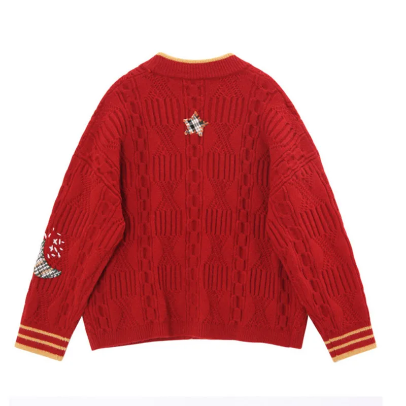 

New Loose Cardigan Sweater Women's Autumn Winter V-Neck Long Sleeve Star Embroidery Knitted Jacket Sweaters Sweaters Oversize