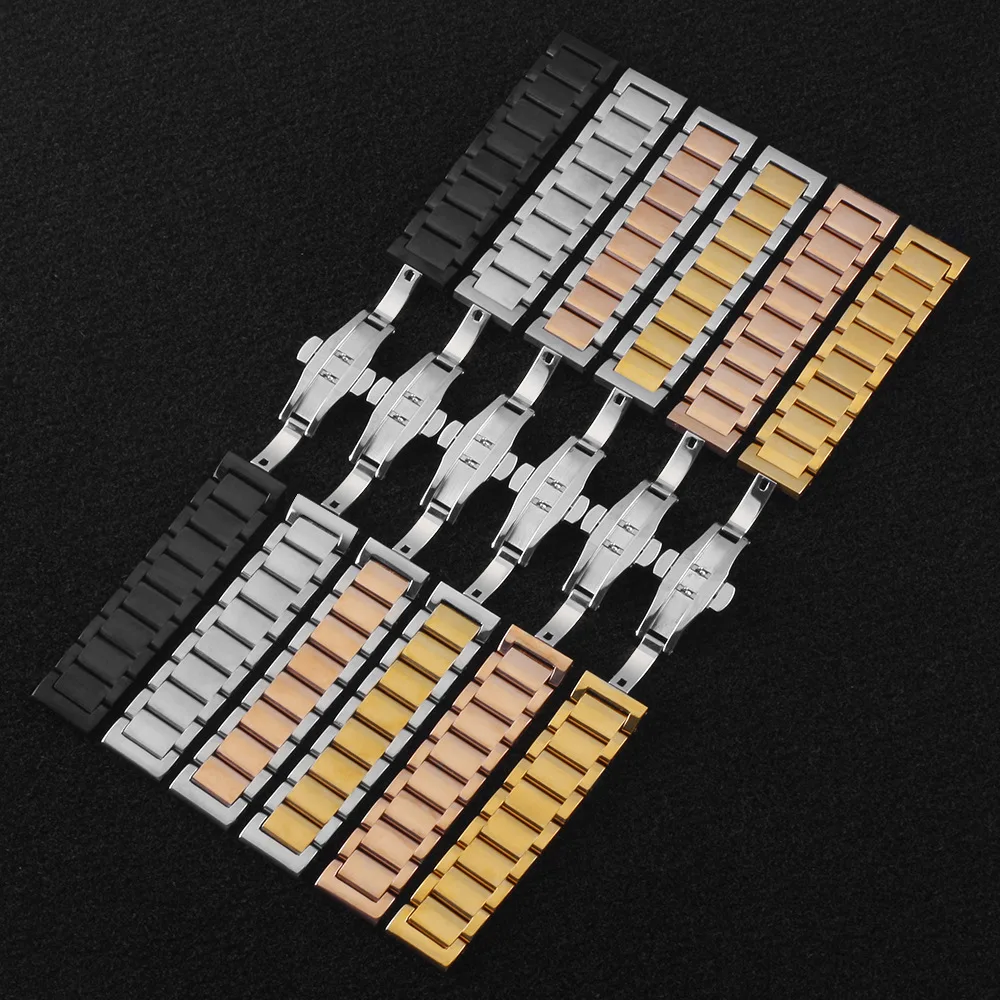 Solid 316L Stainless Steel Watchbands Silver 18mm 20mm 21mm 22mm 23mm 24mm Metal Watch Band Strap Wrist Watches Bracelet