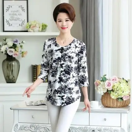 Летняя одежда для мамы среднего возраста короткий рукав топ футболка с цветами