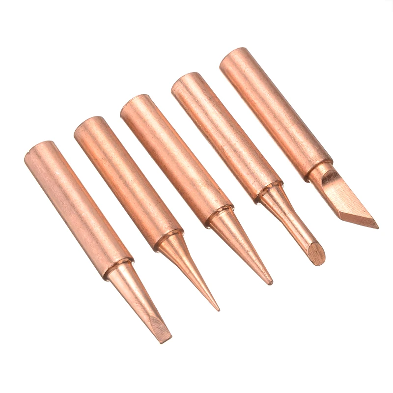 

5pcs/set Replacement Soldering Iron Tip Lead-free Solder Tip Welding Head Pure Copper 900M-T Soldering Tips Tool