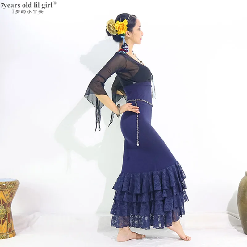 Платье для тренировок фламенко многослойная Одежда танцев в испанском стиле