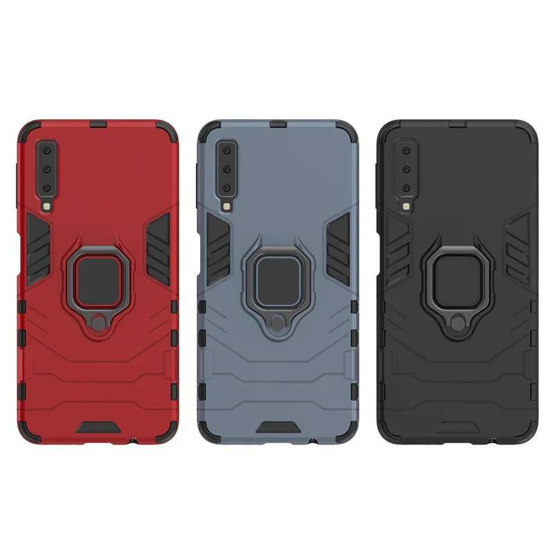 Armor Metal Finger Ring Thin Phone Shell For Samsung Galaxy Note 9 J6 Plus J4 Prime A8 A7 2018 S8 S9 Shockproof Cover Soft Case |