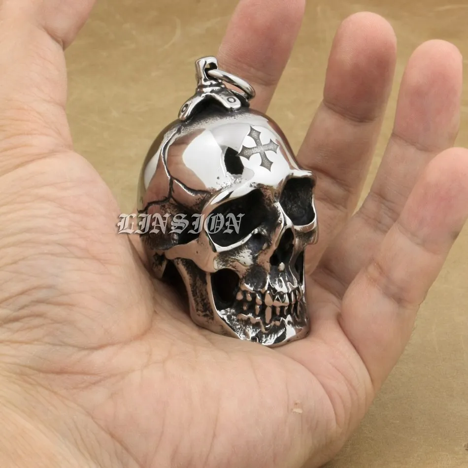 

Huge Heavy Cross Skull Pendant Mens Biker Rocker Punk Style AJ101 Laser Engraved