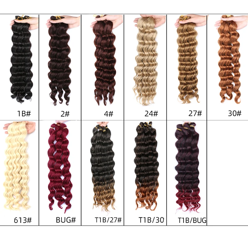 

Deep Wave Bulk Hair Crochet Braids Synthetic Ombre Braiding Hair 20 " Natural Wavy Crochet Hair Extensions for Afro Blonde Brown