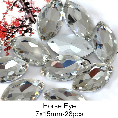 7x15mm-28pcs Камни в форме капли стеклянные стразы с круглым белым циферблатом и пришить остроконечные Стразы прозрачный лошадиный глаз Sew On Stone для украшения одежды B3172 - Цвет: 7x15mm-28pcs
