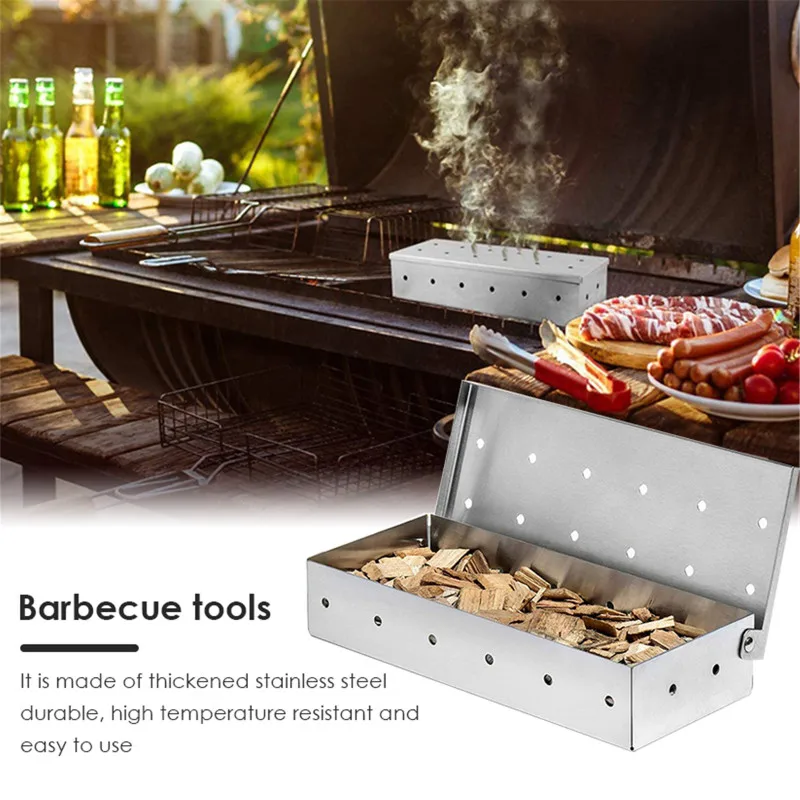 

BBQ Grill Accessories Steel Cold Smoke Generator Barbecue Grill Smoker Box Apple Small Wood Chips Smoker Bacon Meat Fish