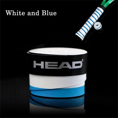 Blue White 10 шт. налобный нарукавник для тенниса, Напульсник для теннисной ракетки, намотка для теннисной ракетки, намотка для тенниса, фиксатор для гашения, рукоятка для ракетки для бадминтона - Цвет: Blue White