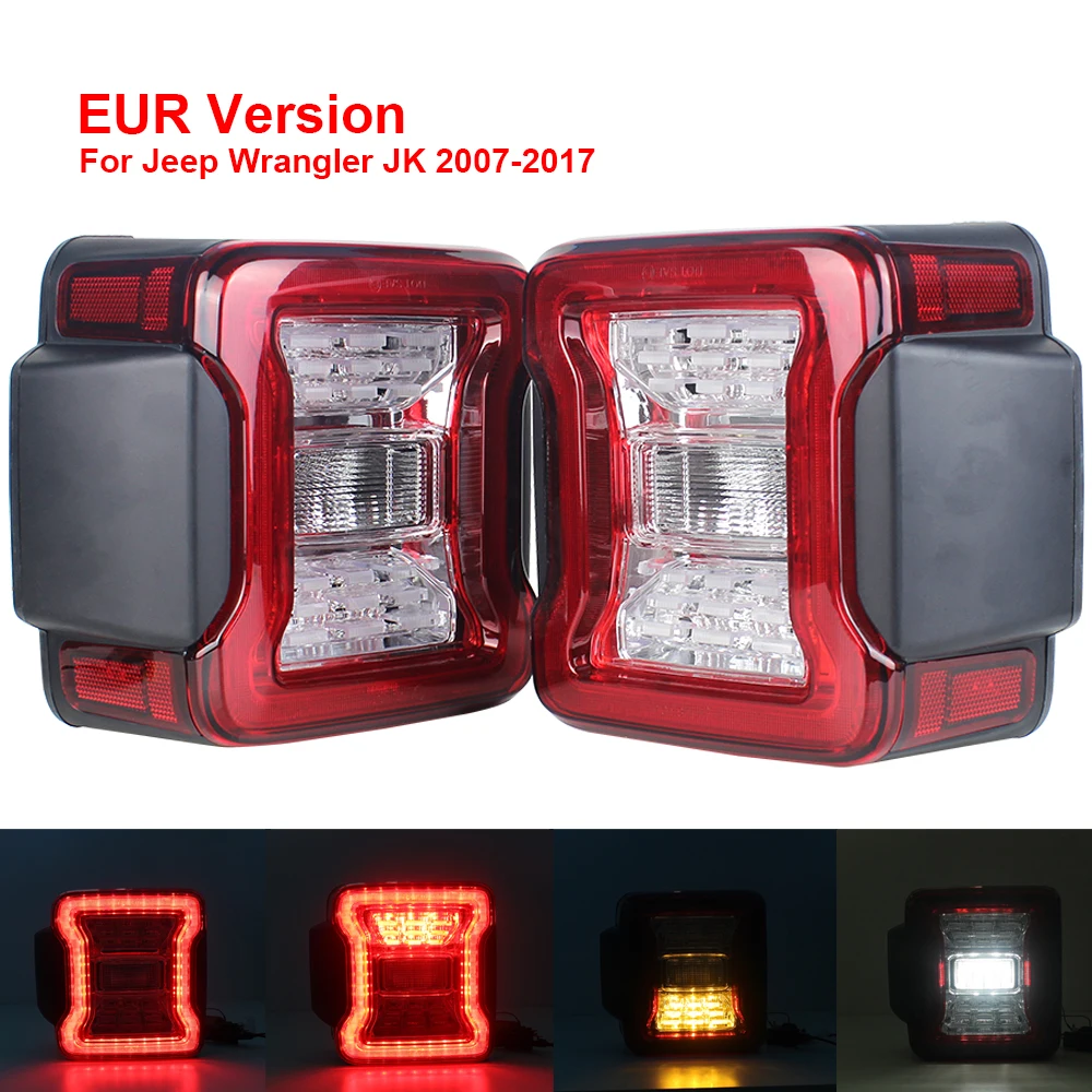 

Car LED Tail Light DRL Brake Reverse Turn Signal Rear Assembly Lamp Smoke Red JL Taillights For Jeep Wrangler JK 2007-2017