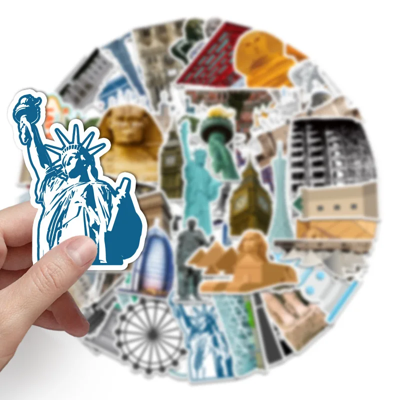10/30/64PCS World Travel City landmark Graffiti Stickers Skateboard Fridge Laptop Motorcycle Luggage Cool Sticker Decals Kid Toy | Игрушки и