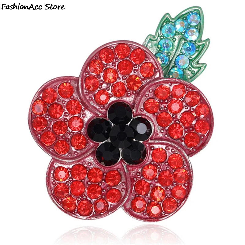 1 шт. Винтажная брошь в виде мака красный Хрустальный цветок значок на булавке